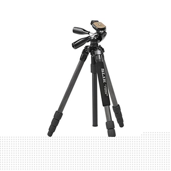 【中古】SLIK カーボン三脚 ライトカーボン E74 4段 ナットロック式 25mmパイプ径 3ウェイ雲台 クイックシュー式 108345