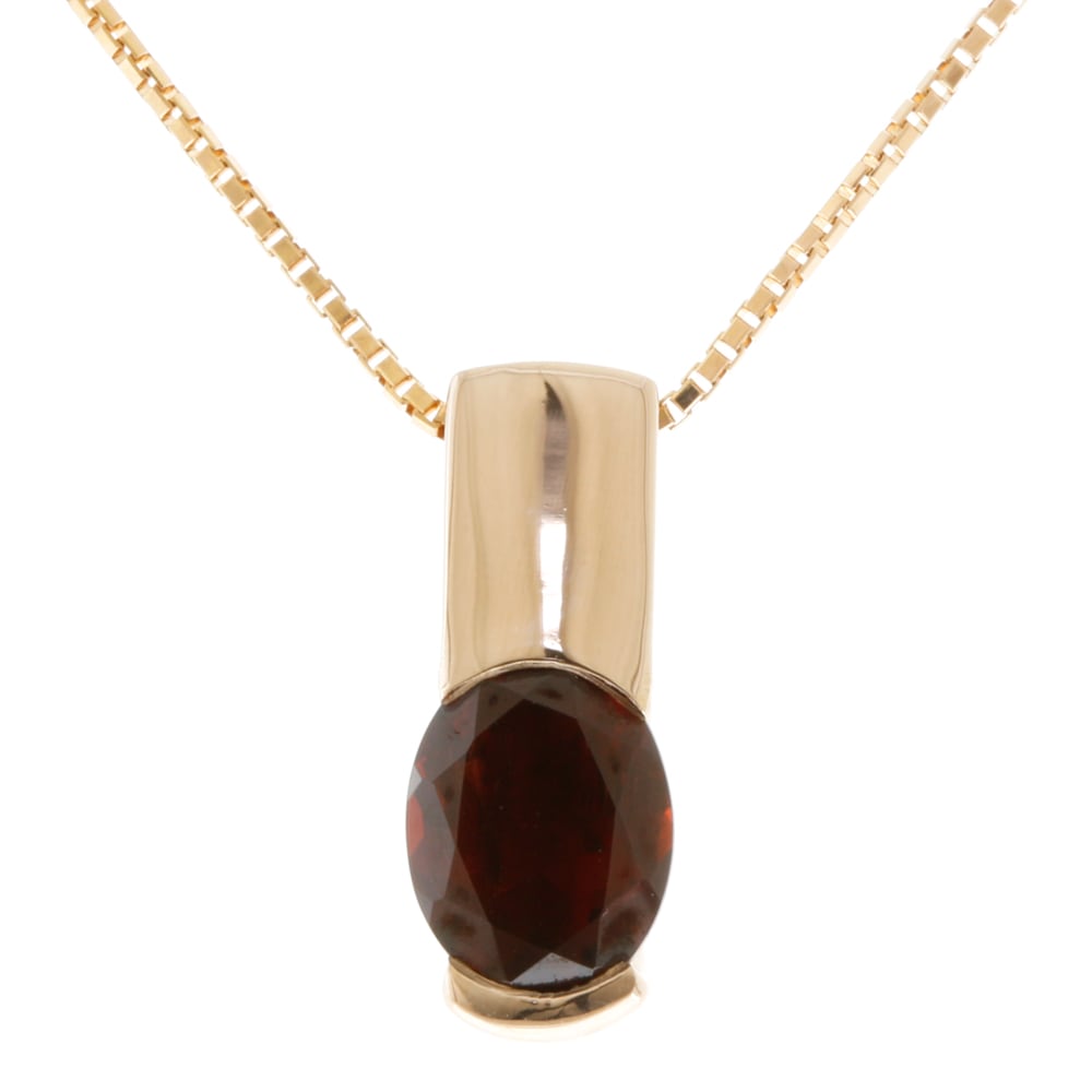 ネックレス 18金 K18ピンクゴールド ガーネット 中古 美品