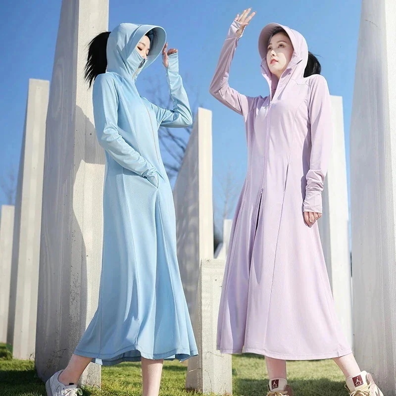 【20点セット】7月の新作特典女性用日焼け止め服用ロングフード付き全身uvカットアウターウェアアイスシルククールメッシュ通気性の薄い日焼け止め服値下げセール