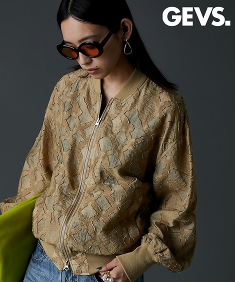 ジャンパー・ブルゾン カットジャガードブルゾン 大きいサイズ有 GEVS.