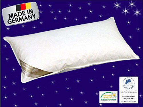 羽根枕 ドイツ製安眠高級マザーグース羽根枕 80x40 800g エコテックス認証（枕カバー付）
