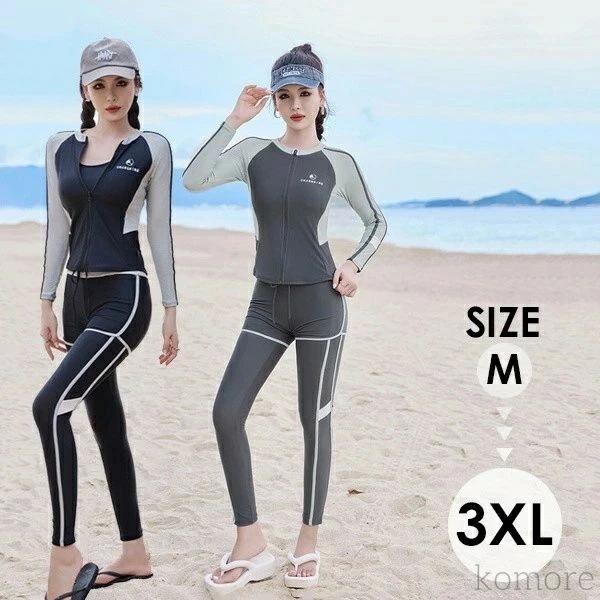 新入庫 レディース セパレート ビキニ ラッシュガード ショートパンツ レギンス 上下4点セット ノンワイヤー パット入り パンツ 体型カ