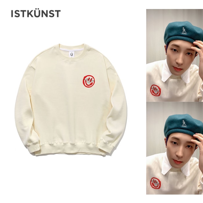 [IST KUNST] SEVENTEENウォヌ着用(IK2BSMM443A)ロゴスマイリースウェットシャツ