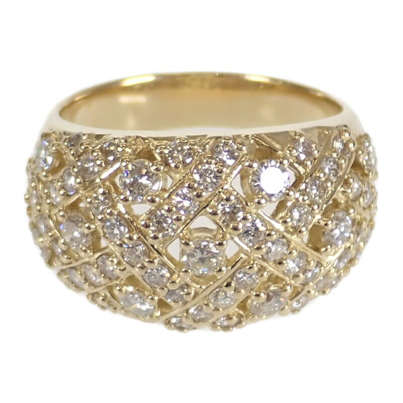 【Aランク】K18YG D1.66ct パヴェ ダイヤモンドリング 指輪 デザインジュエリー イエローゴールド ダイヤ1.66ct 約17号 レディース