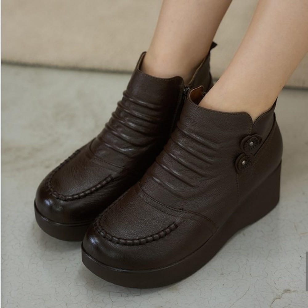 (ニナスパリ) 6.5cm インステップリンクルアンクルレザーブーツ