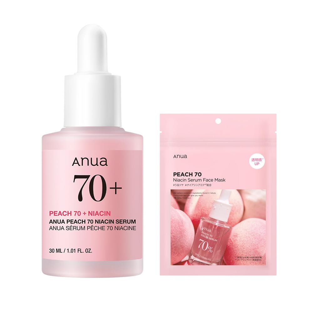 ANUA(アヌア)桃70ナイアシンセラム30ml＋桃70ナイアシンパック7枚入りセット スキンケアセット 肌トーンケア 水光肌 うるツヤ肌 水分保湿 角質毛穴ケア 乾燥肌 混合肌 デイリー パック フ 5,518円