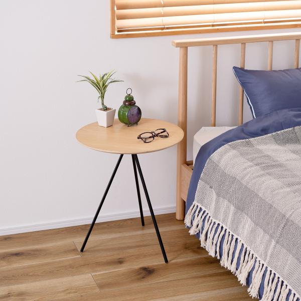 サイドテーブル 丸 北欧 おしゃれ リビングテーブル センターテーブル 円形 丸型 木目 デザイン スタイリッシュ かっこいい 三脚 シンプル インテリア サークル