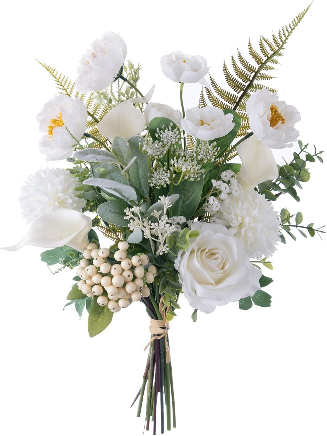 白いバラの造花ブーケ 観葉植物 インテリア装飾 ギフト用