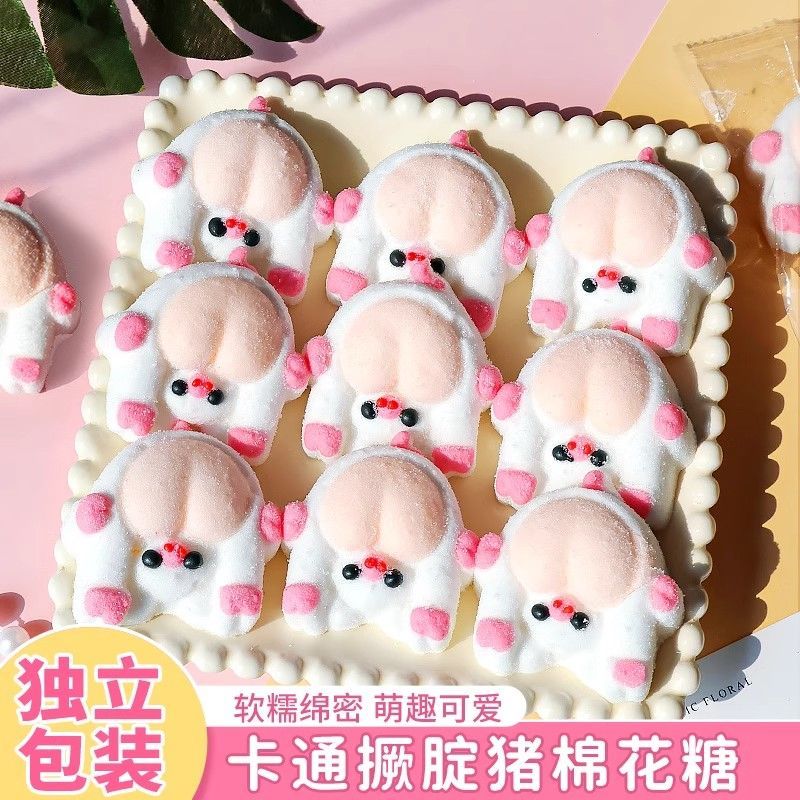 漫画のマシュマロケーキのデコレーションオーナメントふくれっ面の豚パンダ横たわっているアヒルの動物 3D ソフトキャンディ デザート装飾 お菓子 大人 子供 誕生日プレゼント