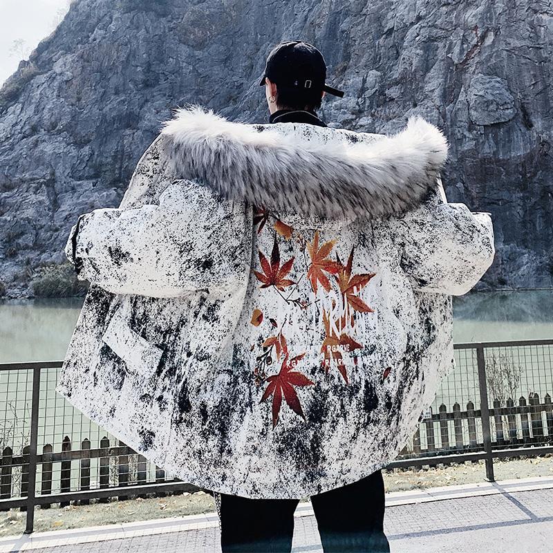 日系 大きいサイズ パーカー 綿服 中綿コート 服 新作 メンズ ゆったり 厚手 ジャケット 上着 フード付きアウター