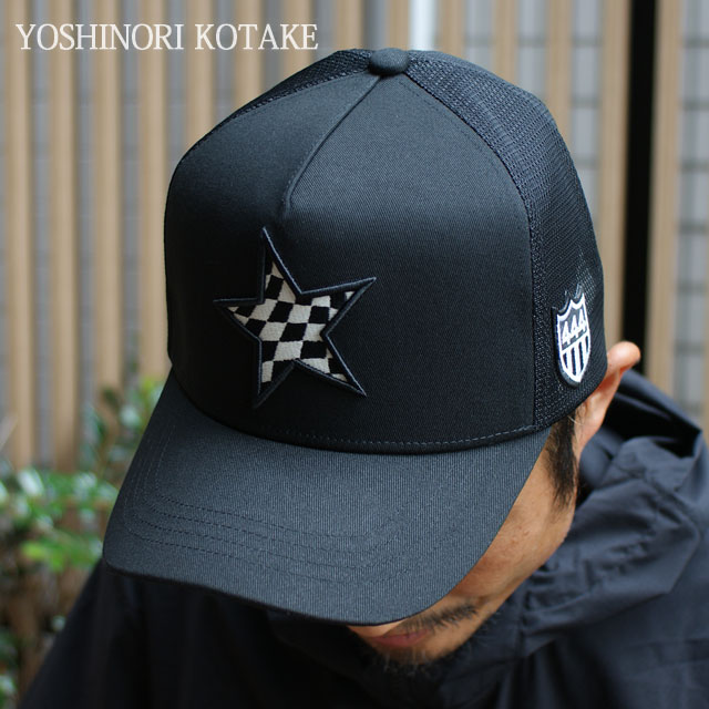 ヨシノリコタケ YOSHINORI KOTAKE x BARNEYS NEWYORK BLACK LINE CHECKER STAR LOGO MESH CAP 251-001665-011