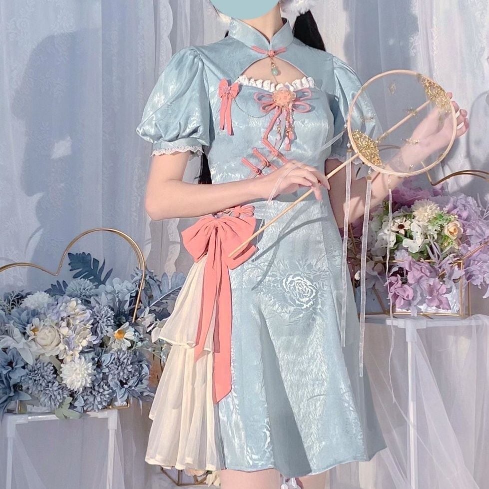 コスプレレディースビッグサイズ改良チャイナドレス夏学院国風ロリータドレス 韓国ファッション ハロウイン