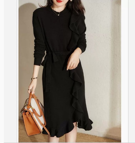 ニットワンピース 冬 Uネック レディース ワンピース 膝丈 秋冬 長袖 きれいめ ハイウエスト ニット aライン 大人 春 フレア 上品 カジュアル リブニット 5,442円