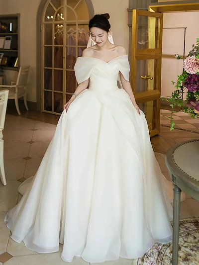 軽いウェディングドレスの花嫁2025メインヤーン高品質の質感ワンショルダーサテンフォレストスタイル妊婦外出ヤーン夏