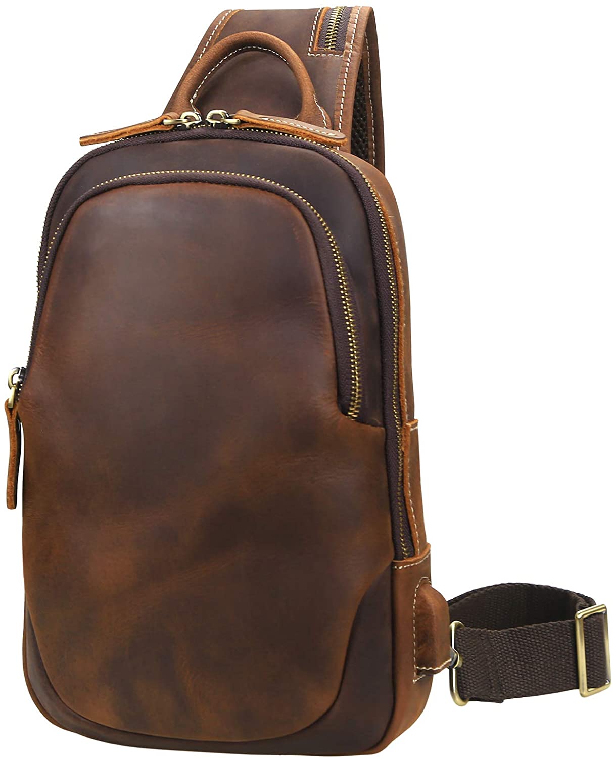 ボディバッグ メンズ 本革 ワンショルダーバッグ 斜め掛けバッグ USBポート付き 大容量 9.7インチiPad収納可 2WAY 通学 通勤 自転車 通気性 左右肩掛け対応