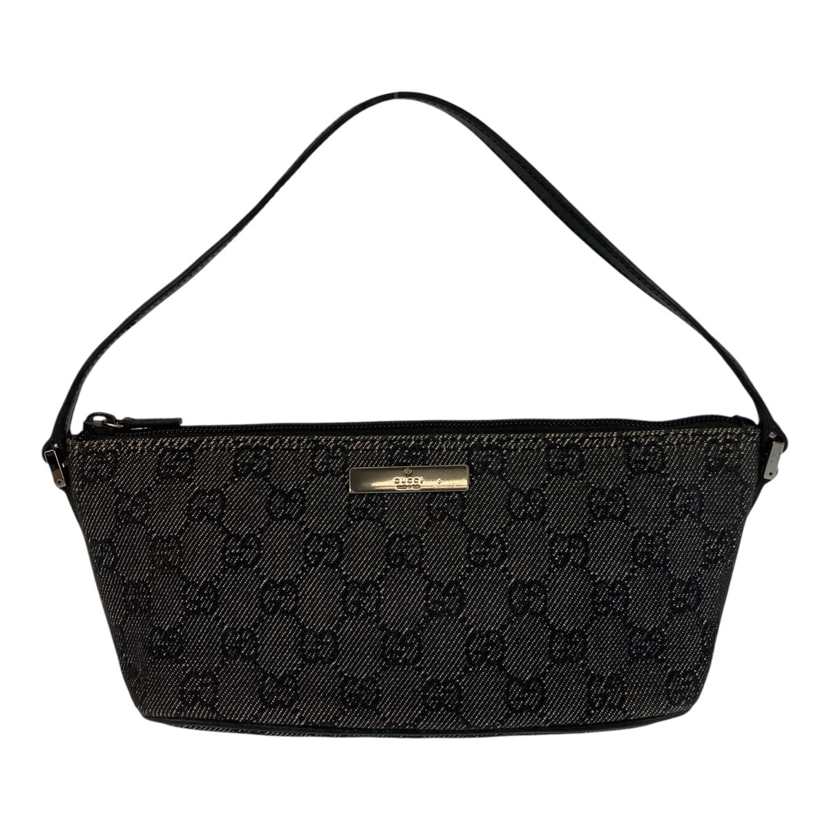 美品 ブラック 黒 シルバー金具 GGキャンバス/レザー 07198 ハンドバッグ アクセサリーポーチ レディース 504025
