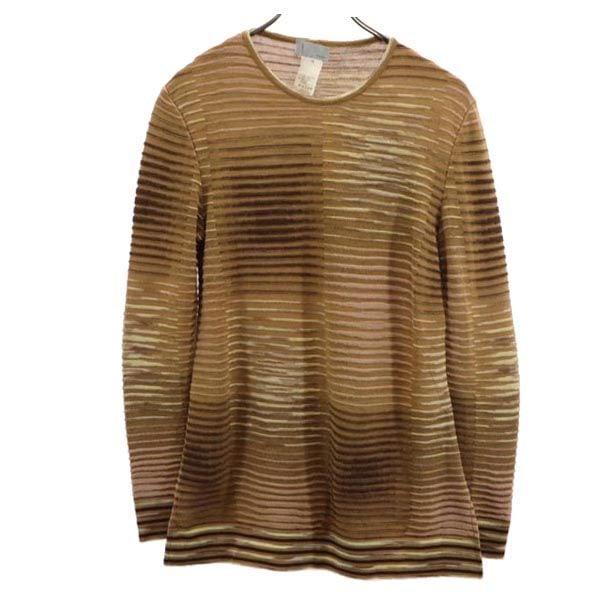 イタリア製 ウールブレンド 総柄 長袖 ニット 42 ブラウン系 セーター レディース