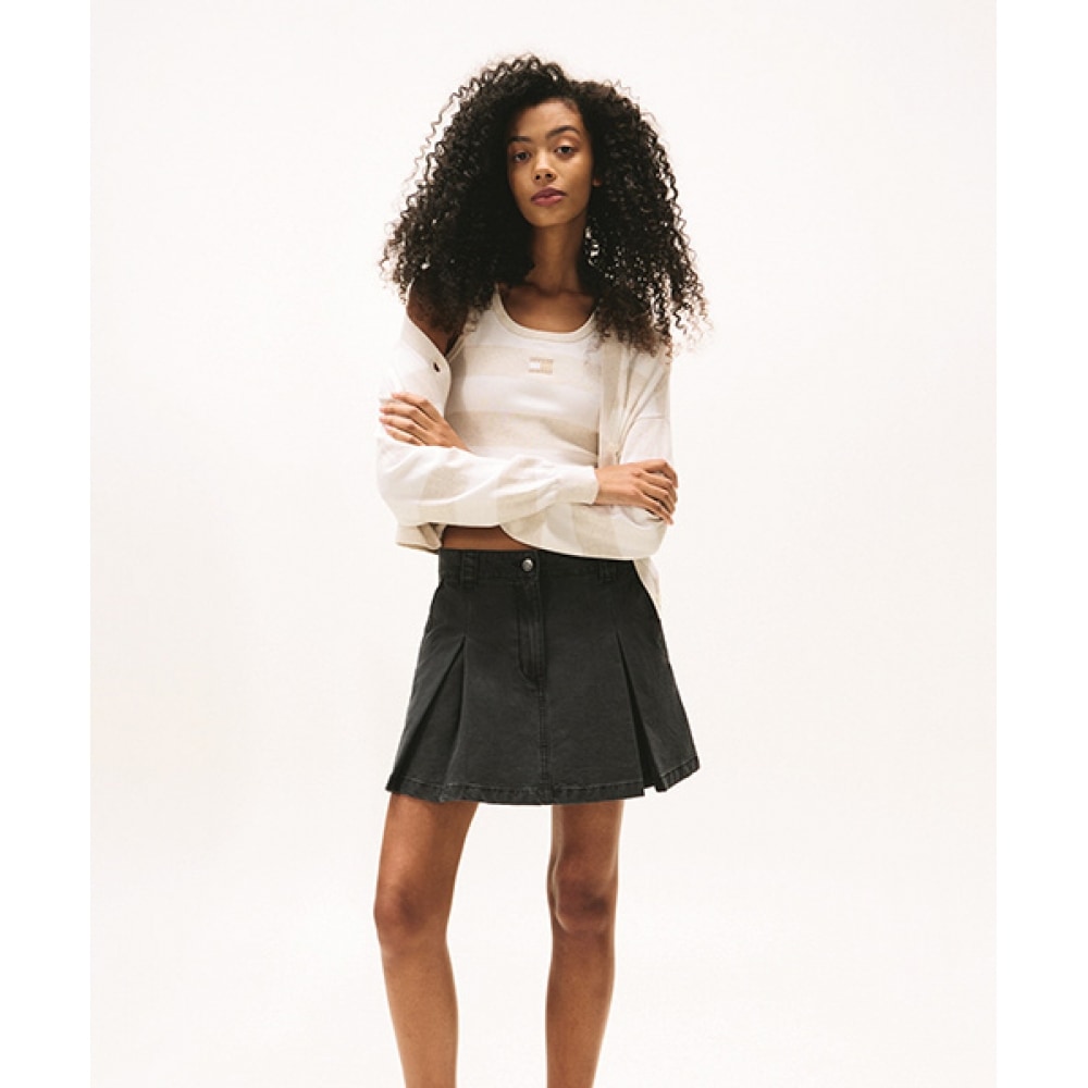 トミー・ジーンズ キャンバス ミニ プリーツ スカート T32F6WSC15TWT1BDS