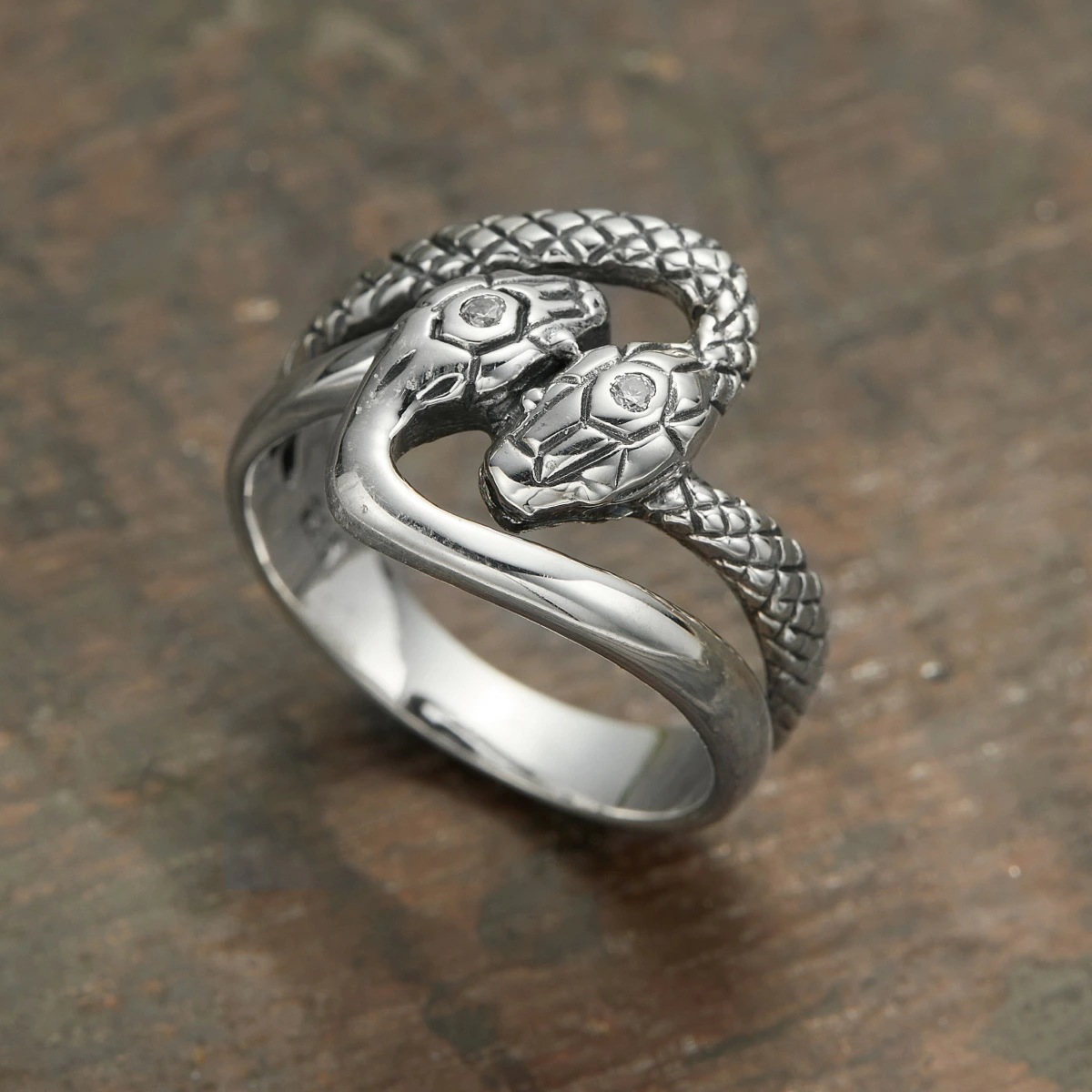 リング メンズ レディース シルバー925 キュービックジルコニア ヘビ 蛇 スネーク 大ぶり