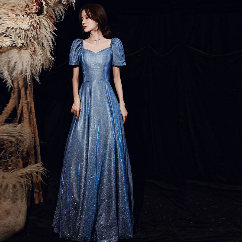 パーティードレス スターイブニングドレス新ブルーロング花嫁介添人グループドレスホスト宴会ドレス 4,875円