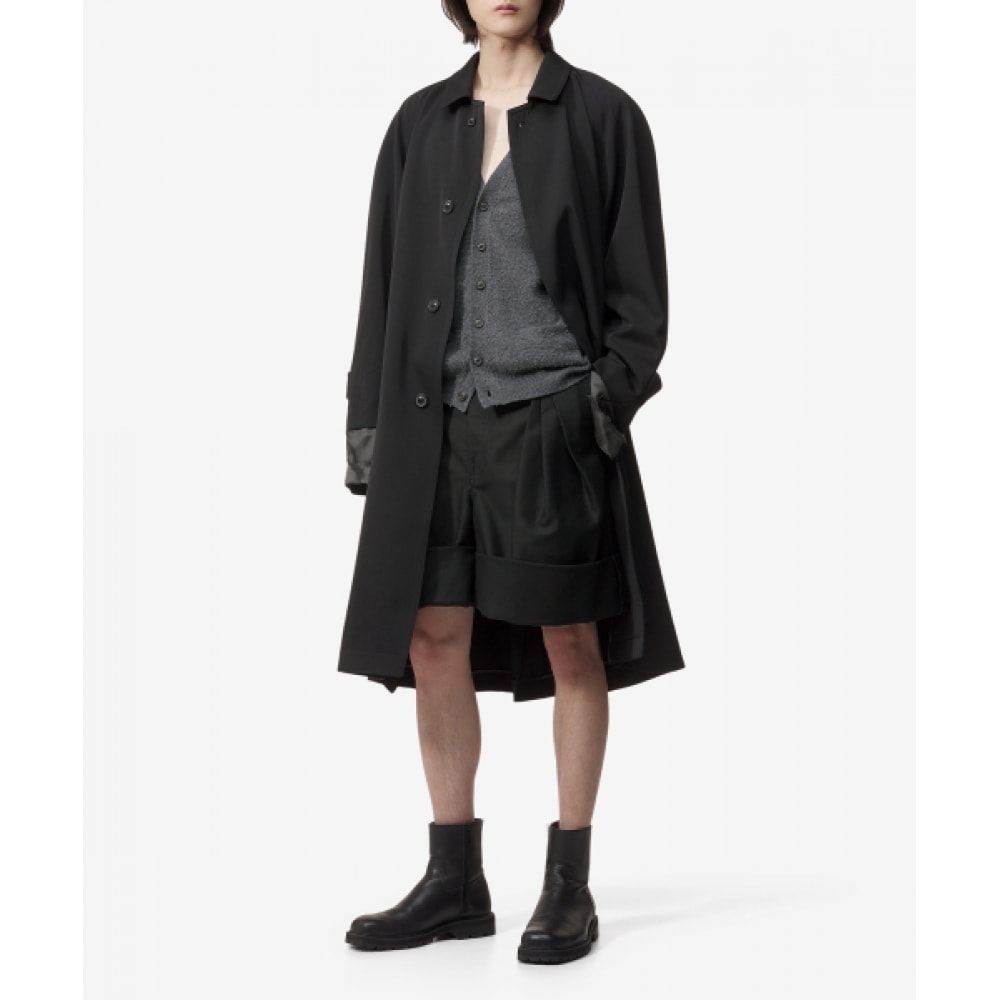 メゾンマルジェラメンズウールギャバジントレンチコート-ブラック/S67AH0043M35062900