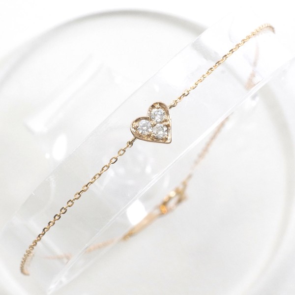 4℃ K18PG ブレスレット ダイヤ 総重量約0.8g 約17cm ジュエリー 中古
