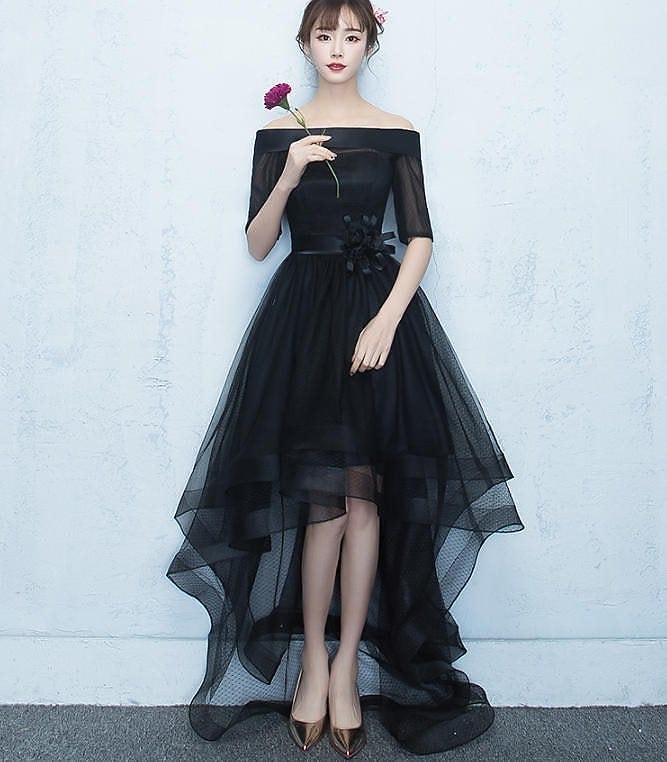 韓国 ファッション 大きいサイズ パーティードレス フィッシュテール 袖あり レース オフショルダー