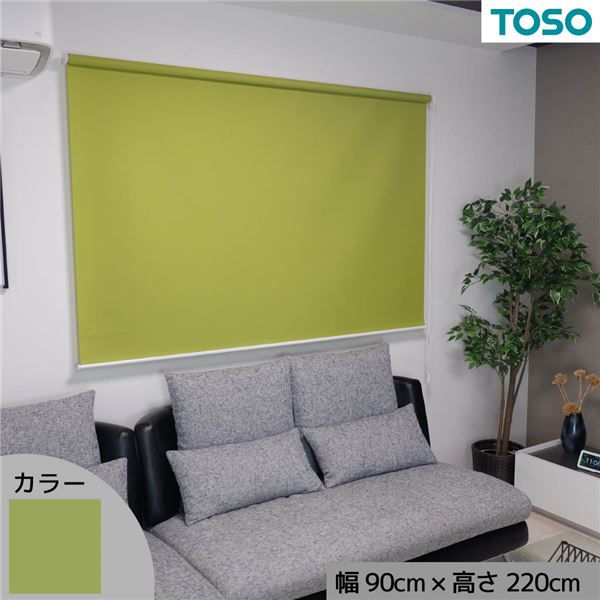 窓にも間仕切にも活躍 採光プレーンロールスクリーン グリーン 約幅90cmx高さ220cm