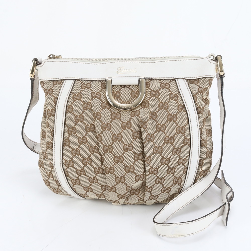 美品 GGキャンバス アビー 203257 レザー×キャンバス ショルダーバッグ 斜め掛け ハンド トート 本革 レディース RRM DM18-3 中古