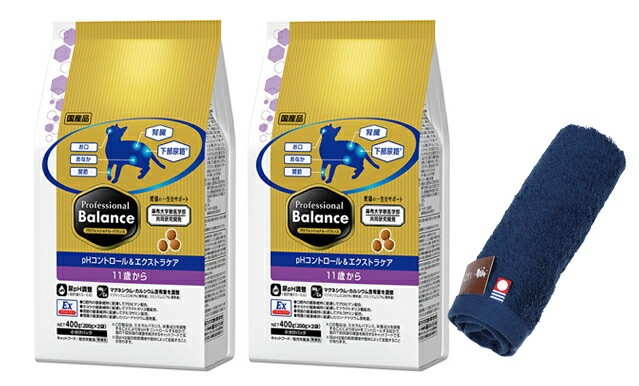 プロフェッショナル バランス pHコントロール＆エクストラケア 11歳から 2kg 2個セット【犬想いオリジナル今治ハンドタオルセット】【タオルカラー ネイビー】