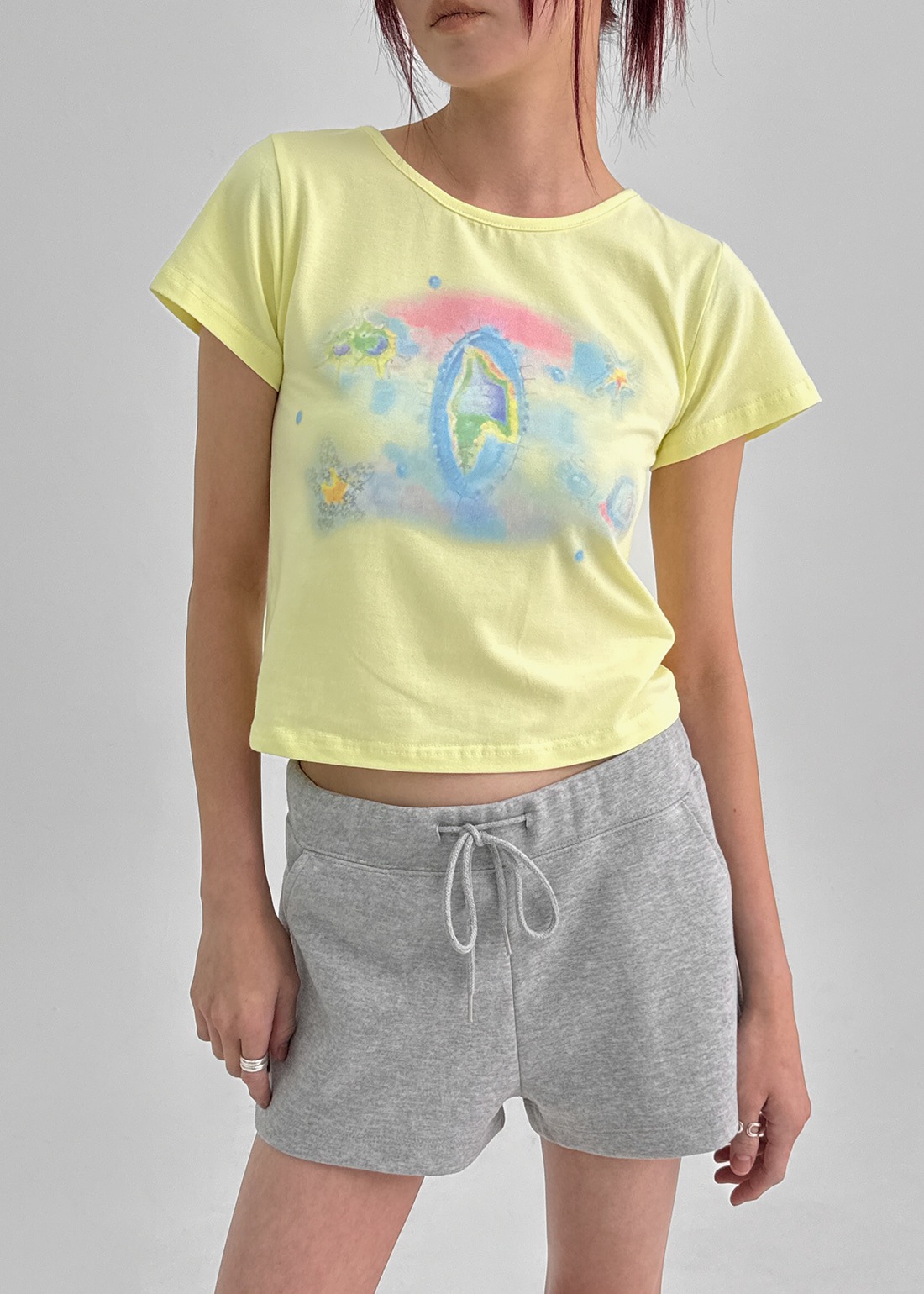 パールツ印刷セミクロップ半袖