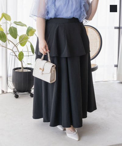 大きいサイズ レディース LL 3L 4L XL XXL XXXL レイヤード風ティアードフレアスカート