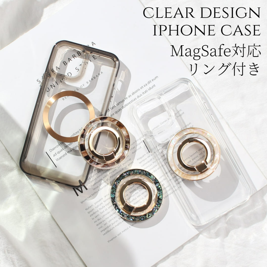 iphone15 ケース クリア リング付き iphone15Pro iphone15Plus iphone15ProMAX マグセーフ対応 大人かわいい 15 15pro magsafe
