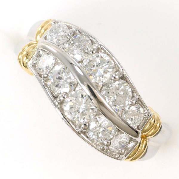 PT850 プラチナ リング 9.5号 ダイヤ 1.05 カード鑑別書 ジュエリー 中古