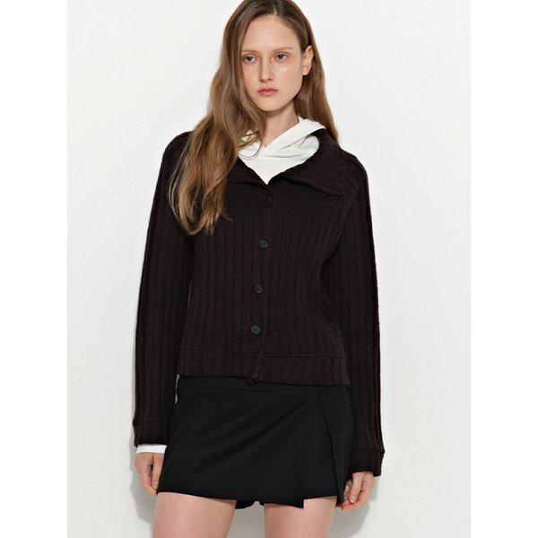 ハイネックニットカーディガン ブラック