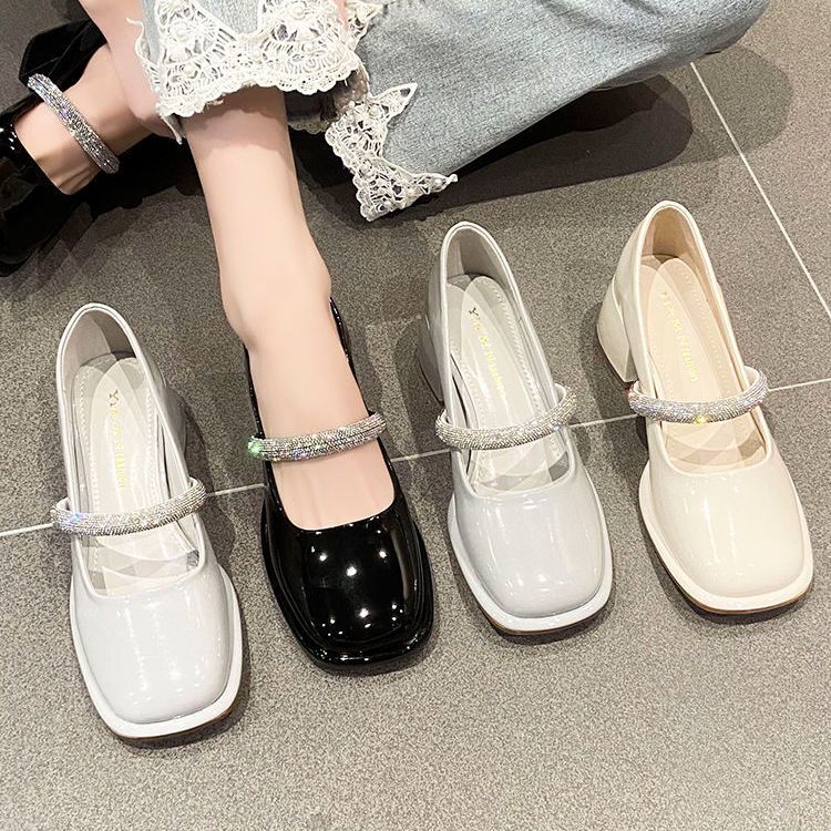 ハイヒール チャンキーヒール ミディアムヒール シングルシューズ