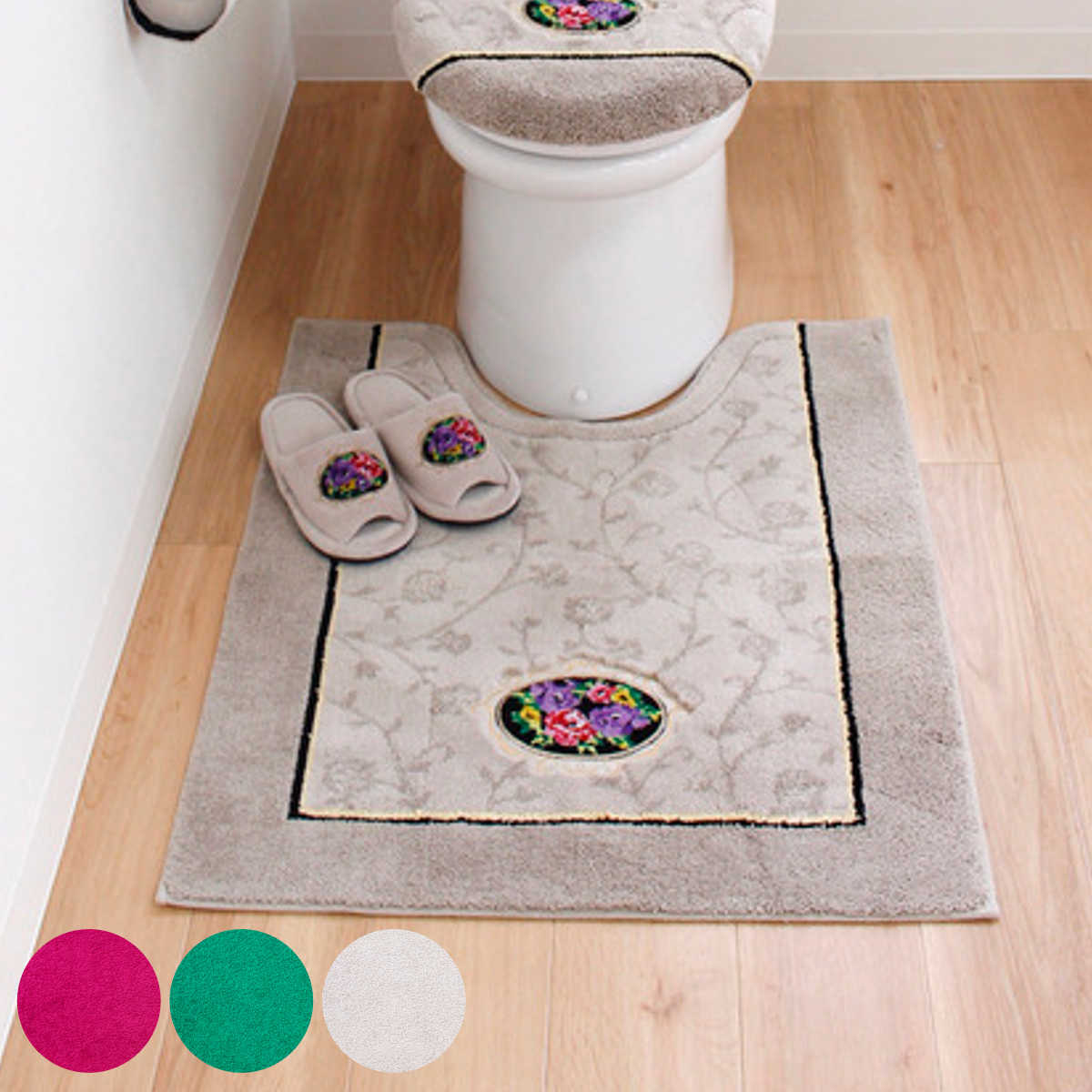 トイレマット シェニールロゼ 約85x67cm ロングトイレマット トイレ マット 足元マット ロング 滑り止め 洗濯OK バラ ふかふか 日本製 トイレタリー すべり止め 丸洗い 85x67