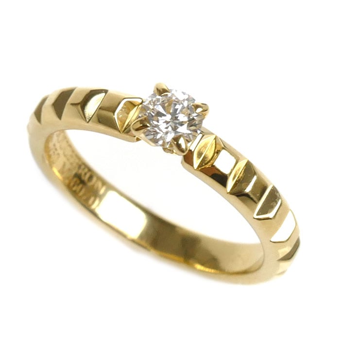 Boucheron ブシュロン K18YG イエローゴールド クルドパリ ソリテール リング指輪 JSL0003248 ダイヤモンド0.21ct 8号 48 3.3g レディース 中古 美品