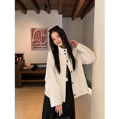 ムルバン立襟小衆ジャケット女性春2025カジュアルゆったりショートコート