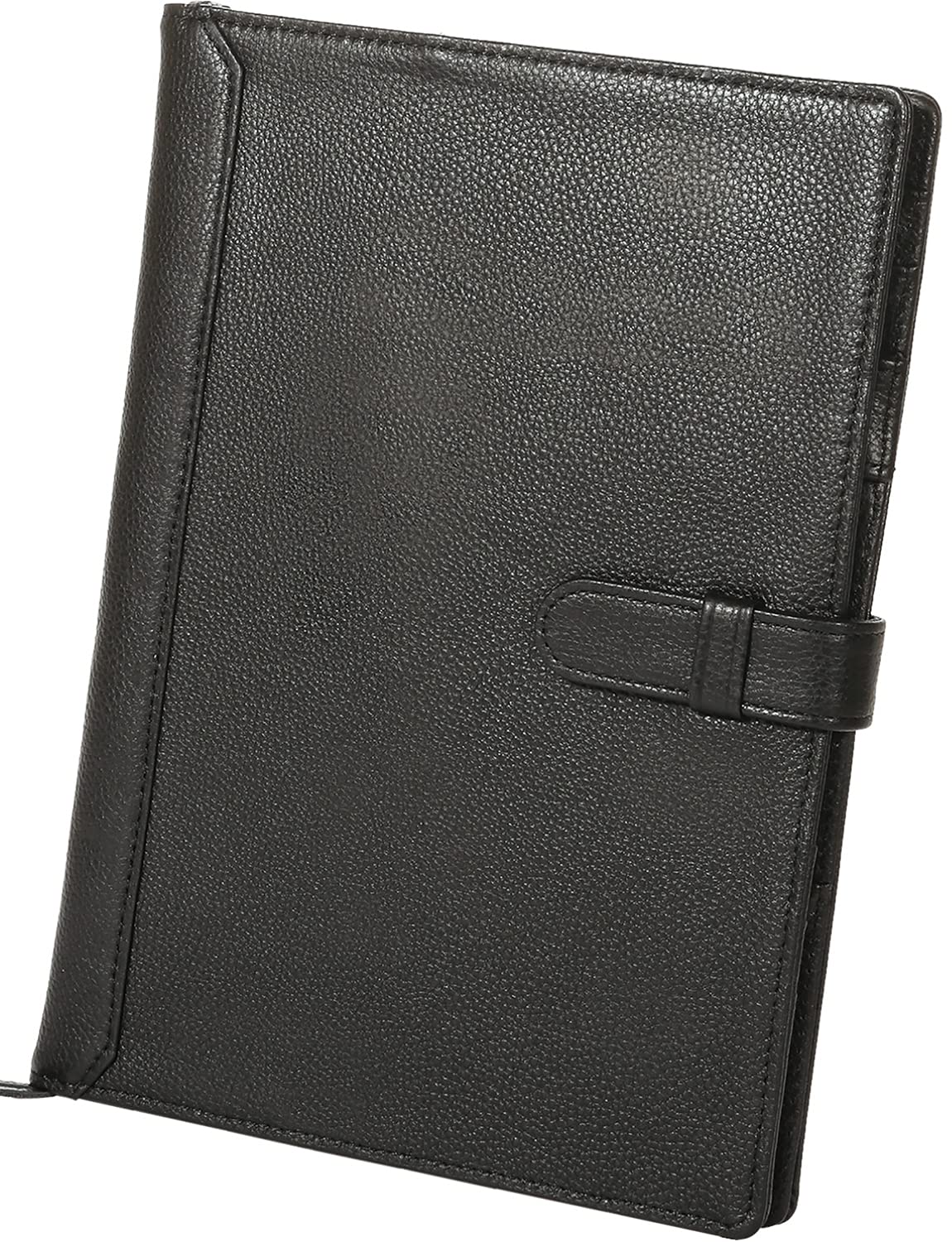 [BLUE SINCERE] ノートカバー A5 本革 スリム 2冊収納 手帳カバー 大学ノート ペンホルダー しおり付き カード入れ 5色 / NC1 (ロイヤルブラック)