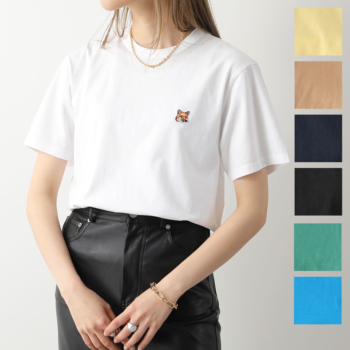 MAISON KITSUNE メゾンキツネ 半袖 Tシャツ LM00104KJ0008 レディース クルーネック カットソー FOX刺繍 丸首 カラー7色 8,075円