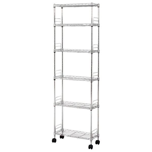 アイリスオーヤマ MK-2014N メタルスリム（6段・20cm幅）　サイズ(約)：幅20×奥行48×高さ144cm(キャスター含む外寸) MK2014N