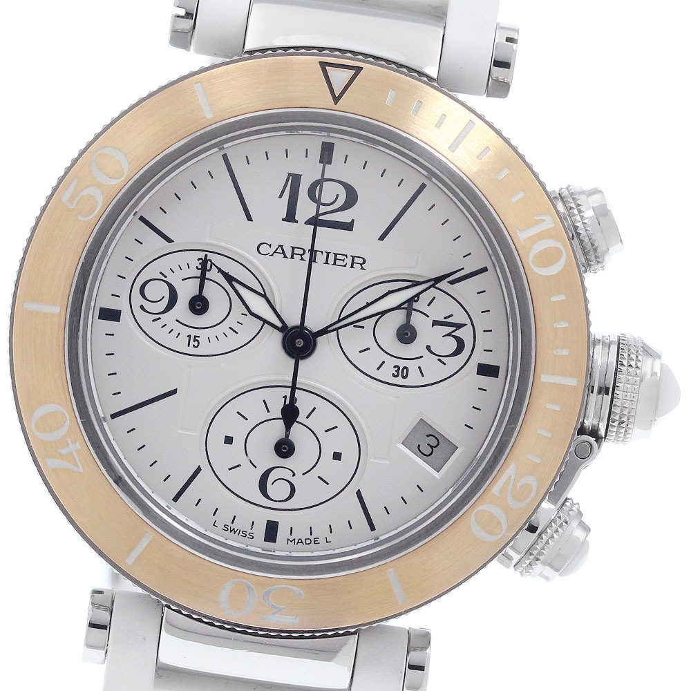 訳あり カルティエ CARTIER W3140004 パシャ シータイマー クロノグラフ PGベゼル クォーツ ボーイズ _957504【中古】