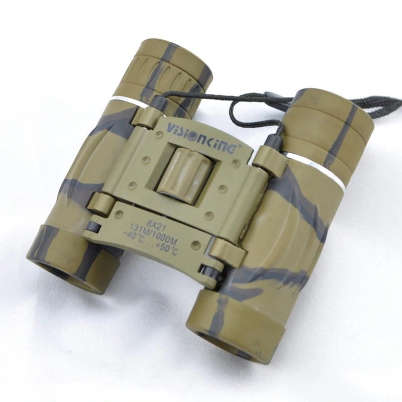 迷彩双眼鏡軍事8 X 21 Mミニポケット高倍高精細アウトドア窒素充填防水子供ストラップストラップ