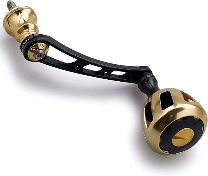 56mm リール ハンドル 32mm ノブ搭載 シマノ ダイワ 通用 スピニングリール Wheel Series ブラック/ゴールド(ブラック(ハンドル)＆ブラック/ゴールド(ノ)