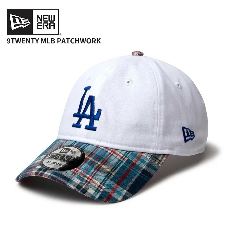 ニューエラ メンズ キャップ 帽子 レディース パッチワーク NEW ERA 9TWENTY MLB Patchwork ドジャース クロームホワイト マドラスチェックバイザー 14388767