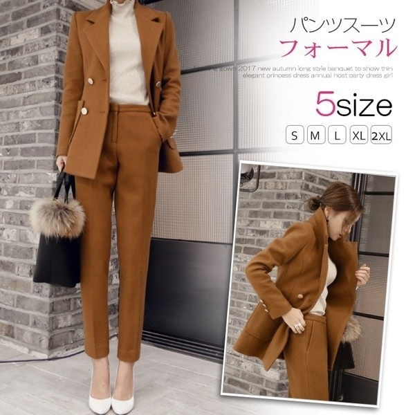 スーツ セットアップ レディース パンツスーツ セレモニー 長袖 上下セット コート 秋 通勤 30代 トップス 冬 2点セット おしゃれ スーツ ロングパンツ