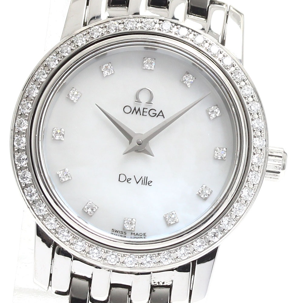 オメガ OMEGA 4575.76 デビル プレステージ ダイヤベゼル 12Pダイヤ クォーツ レディース 良品 _914581【中古】