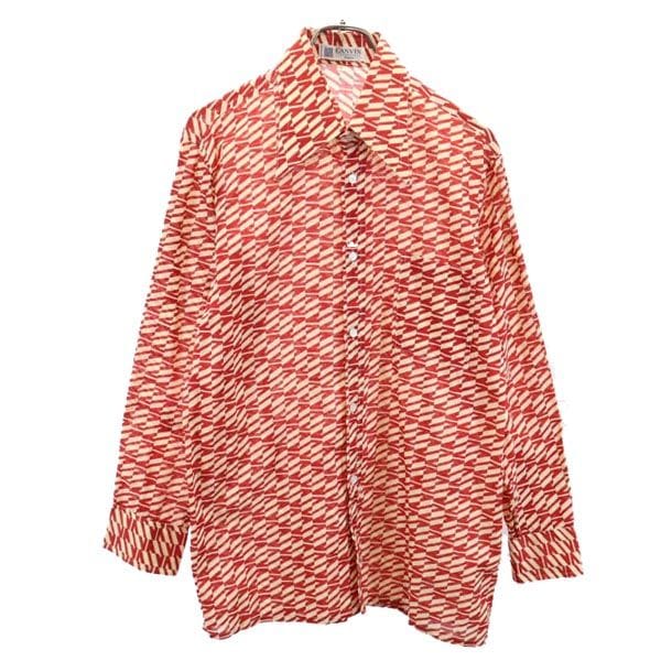 総柄 長袖 シャツ 4 レッド系 メンズ