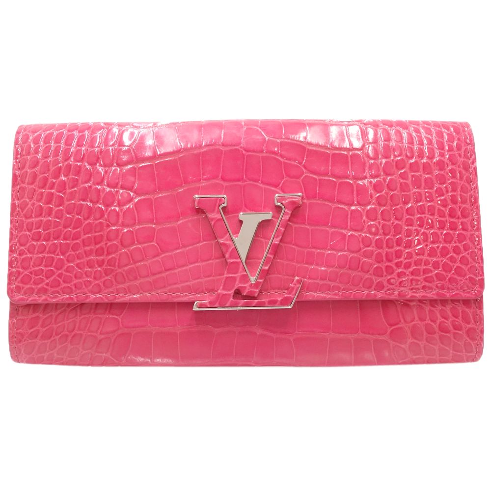 ポルトフォイユ カプシーヌ ロングウォレット 長財布 スペシャルオーダー ピンク/180329【中古】